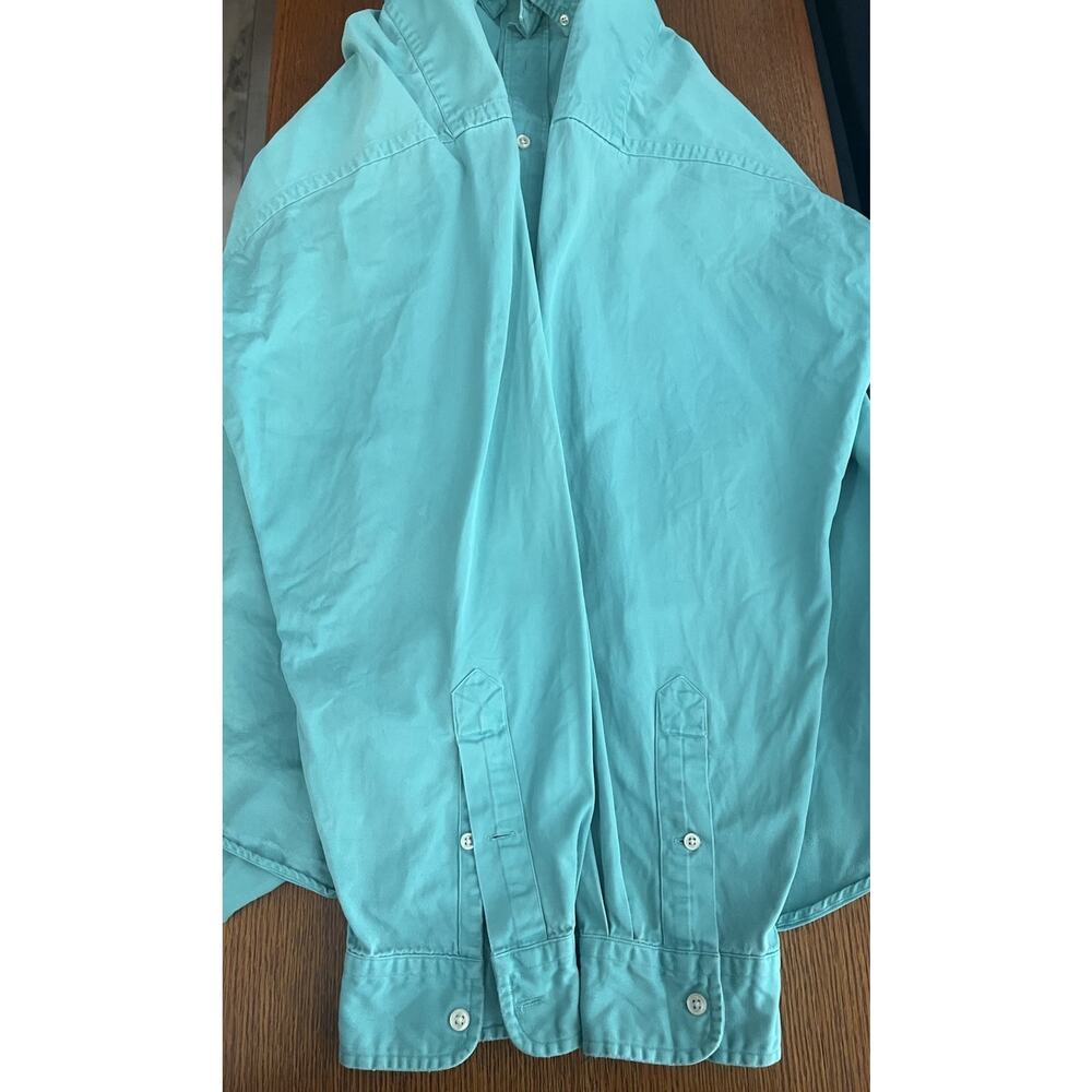 Ralph Lauren Blake Classic Button Front Shirt Mens XL Aqua Turquoise Pink Pony - Picture 9 of 14